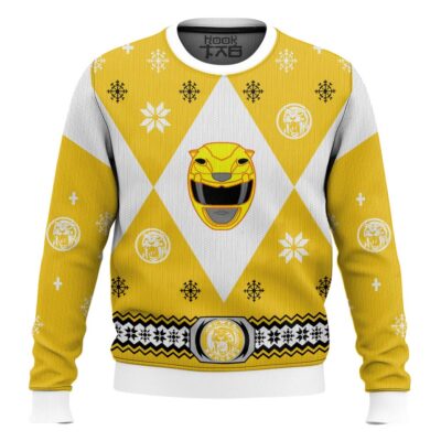 Hooktab Yellow Ranger Mighty Morphin Power Ranger Ugly Christmas Sweater