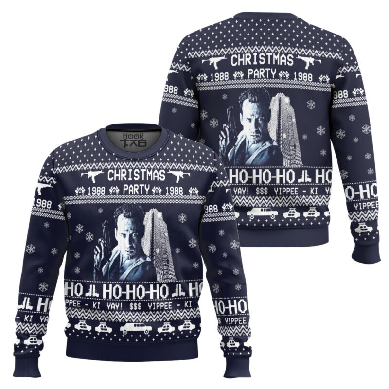 Hooktab Yippee Ki Yay Christmas Die Hard Ugly Christmas Sweater Hooktab Yippee Ki Yay Christmas Die Hard Ugly Christmas Sweater