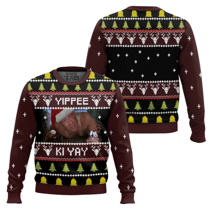 Hooktab Yippee Ki Yay Die Hard Ugly Christmas Sweater Hooktab Yippee Ki Yay Die Hard Ugly Christmas Sweater