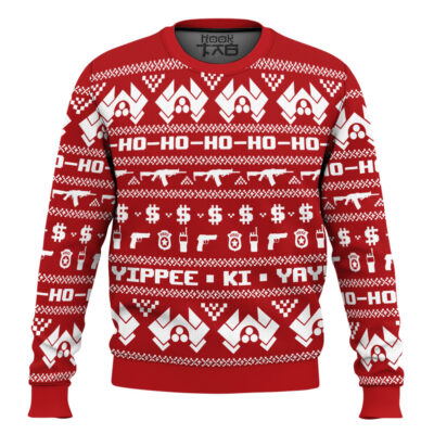 Hooktab Yippee Ki Yay Ho-Ho-Ho Die Hard Ugly Christmas Sweater