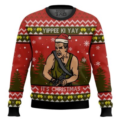 Hooktab Yippee Ki Yay It’s Christmas Die Hard Ugly Christmas Sweater