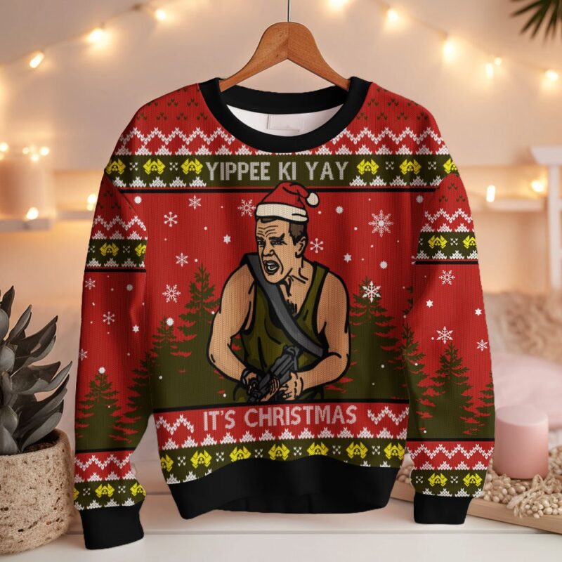 Hooktab Yippee Ki Yay It’s Christmas Die Hard Ugly Christmas Sweater Hooktab Yippee Ki Yay It’s Christmas Die Hard Ugly Christmas Sweater