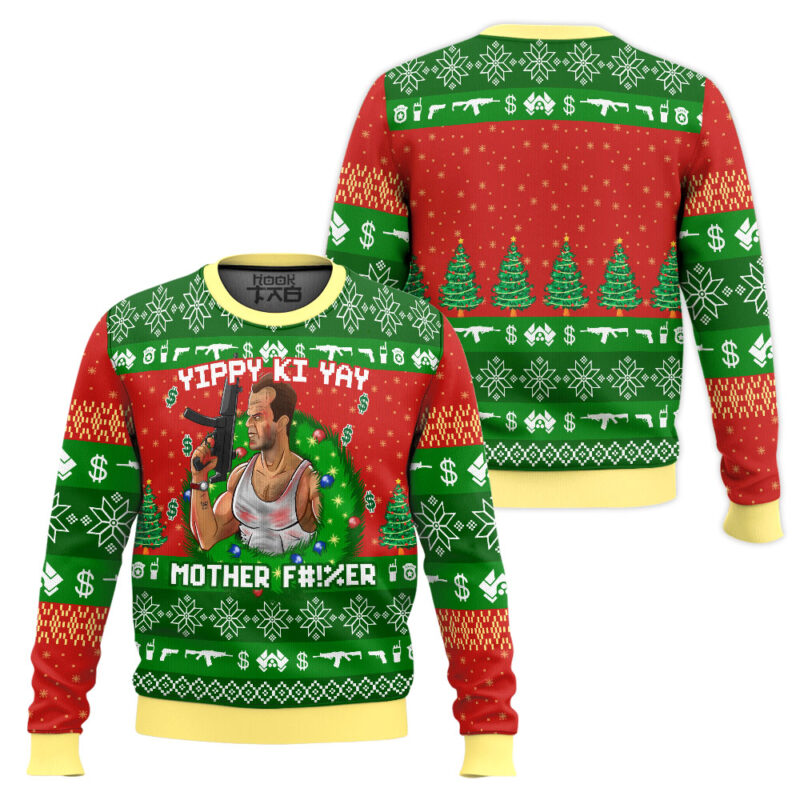 Hooktab Yippy Ki Yay Die Hard Ugly Christmas Sweater Hooktab Yippy Ki Yay Die Hard Ugly Christmas Sweater