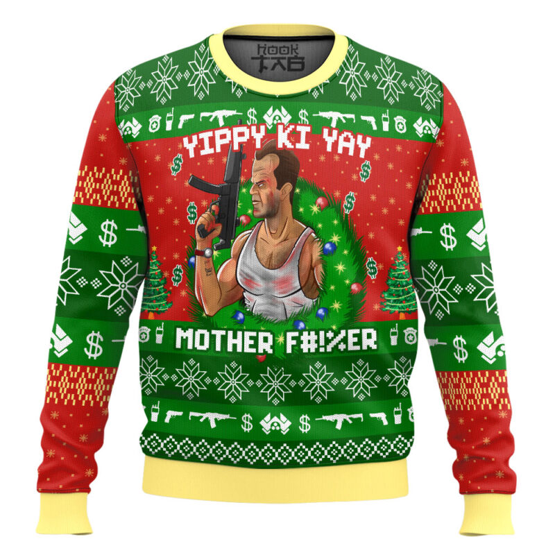 Hooktab Yippy Ki Yay Die Hard Ugly Christmas Sweater