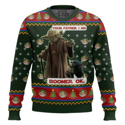 Hooktab Yoda Boomer Star Wars Ugly Christmas Sweater