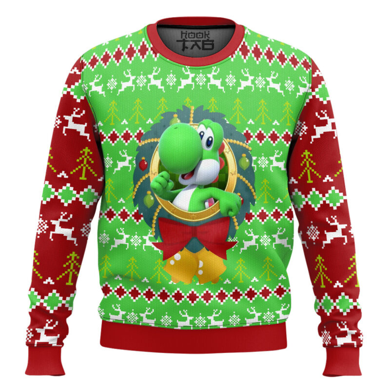 Hooktab Yoshi Mario Bros Ugly Christmas Sweater