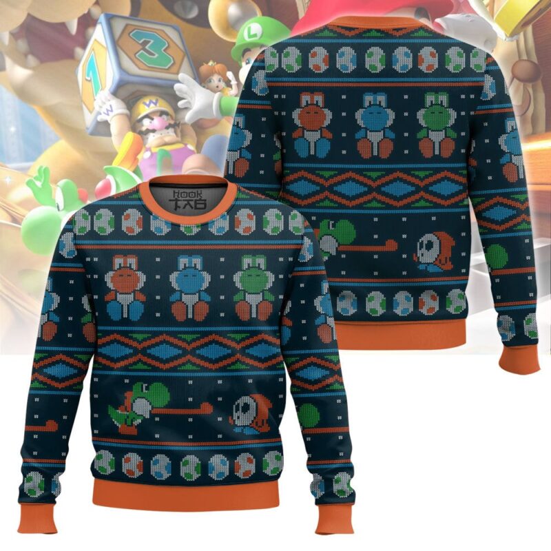 Hooktab Yoshi Super Mario Ugly Christmas Sweater Hooktab Yoshi Super Mario Ugly Christmas Sweater