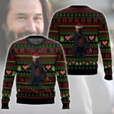 Hooktab "You Are Breathtaking" Keanu Reeves Meme Ugly Christmas Sweater