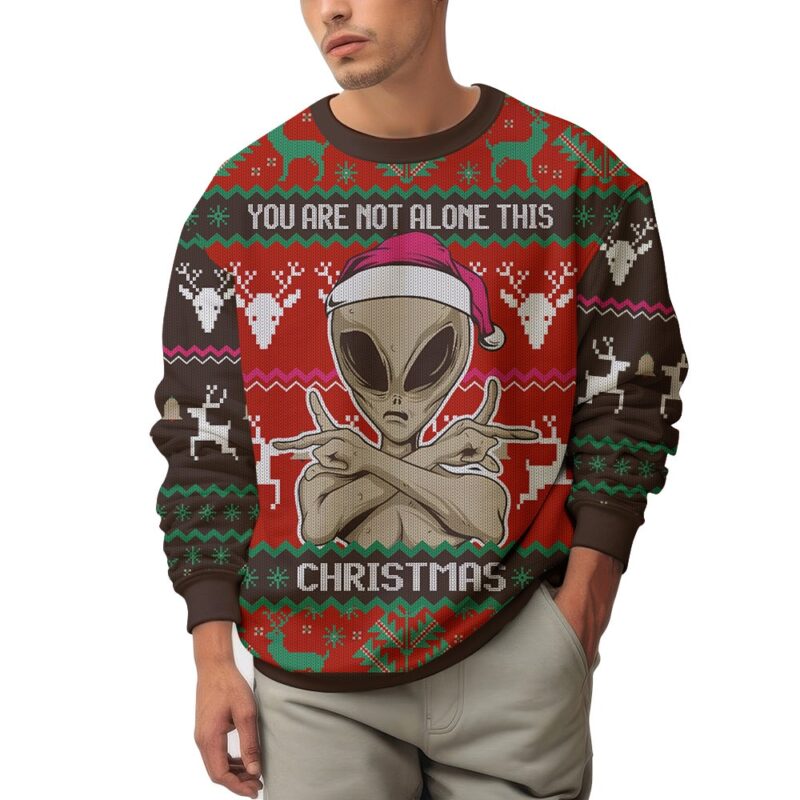 Hooktab You Are Not Alone This Christmas Alien Ugly Christmas Sweater Hooktab You Are Not Alone This Christmas Alien Ugly Christmas Sweater