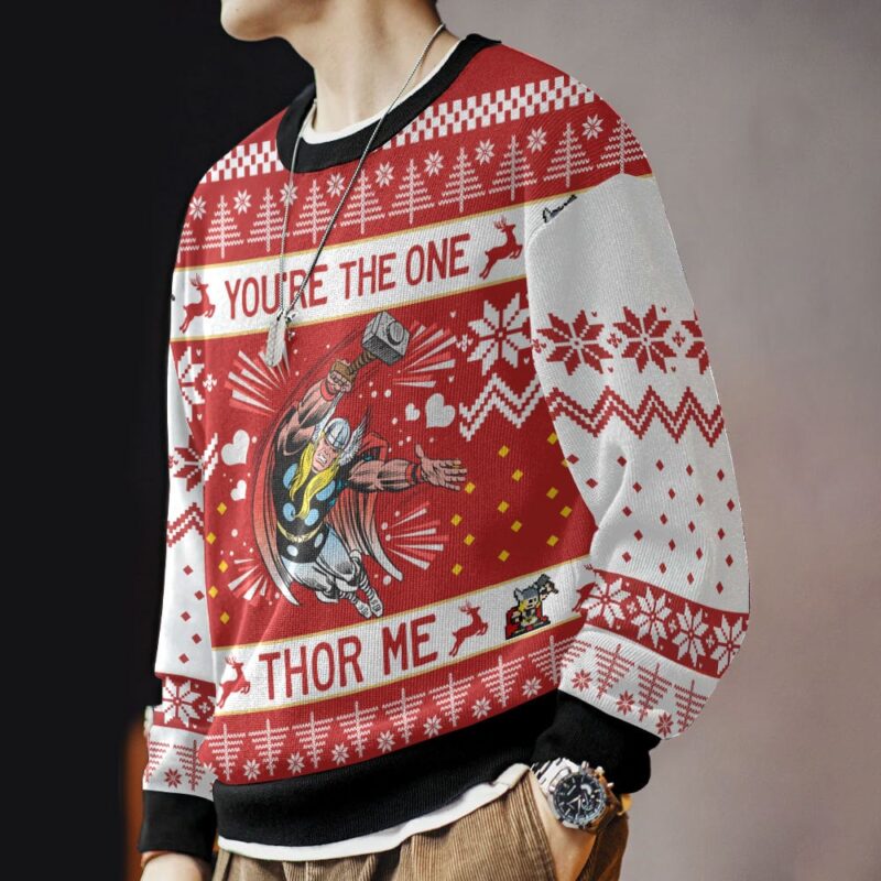Hooktab You Are The One Thor Me Marvel Ugly Christmas Sweater Hooktab You Are The One Thor Me Marvel Ugly Christmas Sweater