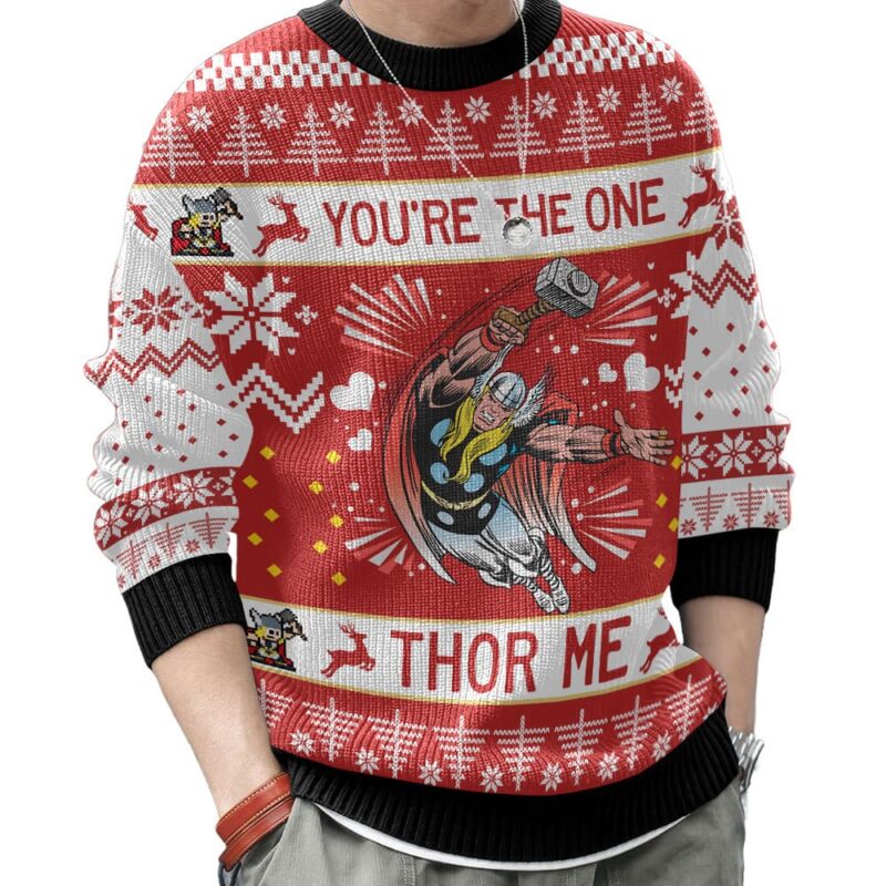 Hooktab You Are The One Thor Me Marvel Ugly Christmas Sweater Hooktab You Are The One Thor Me Marvel Ugly Christmas Sweater