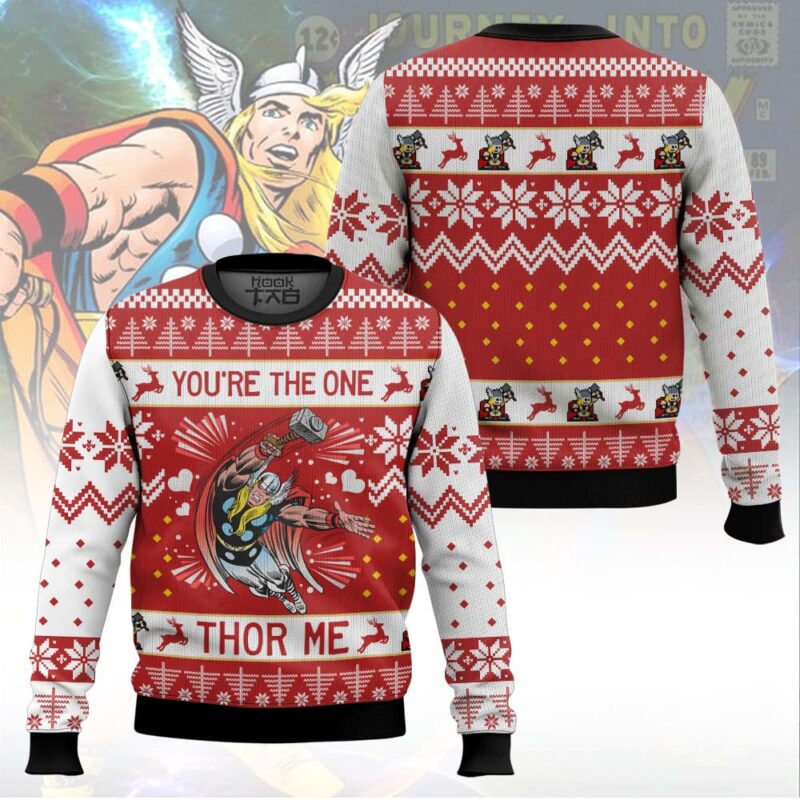 Hooktab You Are The One Thor Me Marvel Ugly Christmas Sweater Hooktab You Are The One Thor Me Marvel Ugly Christmas Sweater