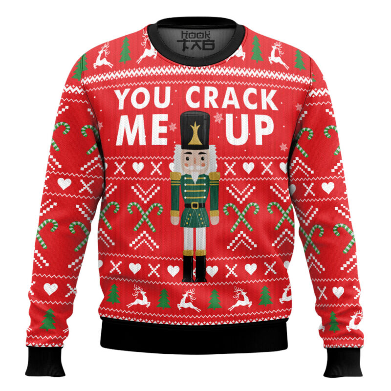 Hooktab You Crack Me Up Nutcracker Ugly Christmas Sweater