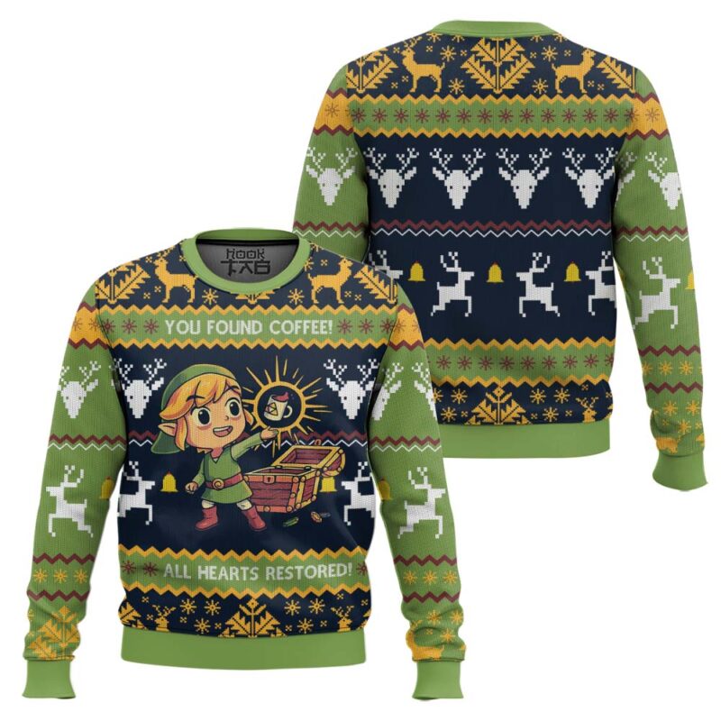 Hooktab You Found Coffee The Legend Of Zelda Ugly Christmas Sweater Hooktab You Found Coffee The Legend Of Zelda Ugly Christmas Sweater