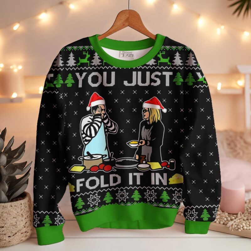 Hooktab You Just Fold It In Meme Ugly Christmas Sweater Hooktab You Just Fold It In Meme Ugly Christmas Sweater