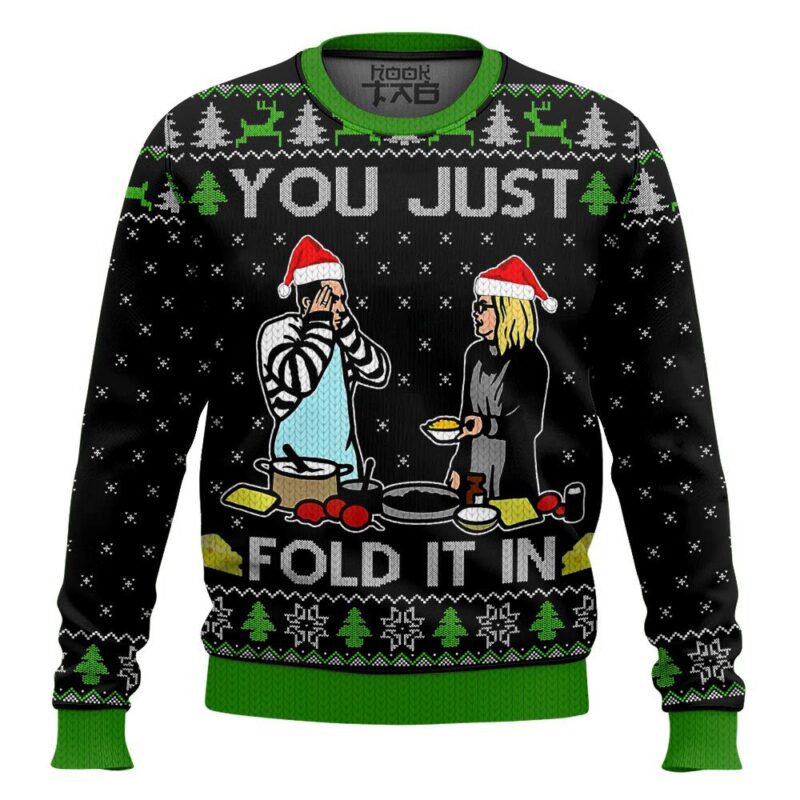 Hooktab You Just Fold It In Meme Ugly Christmas Sweater
