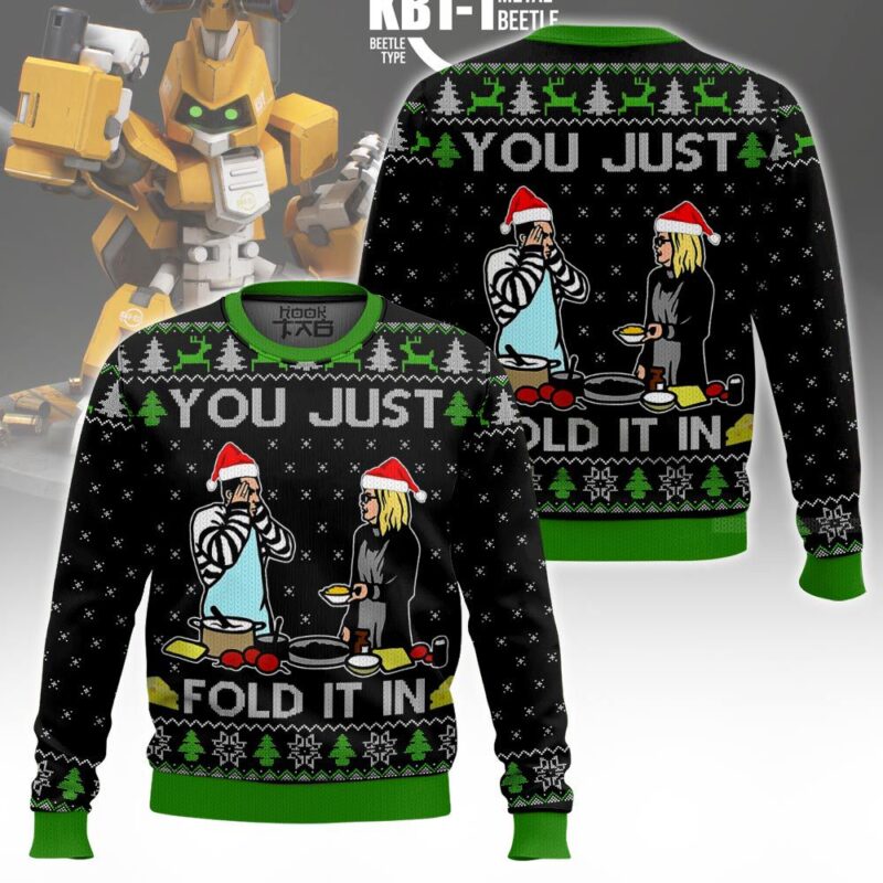 Hooktab You Just Fold It In Meme Ugly Christmas Sweater Hooktab You Just Fold It In Meme Ugly Christmas Sweater