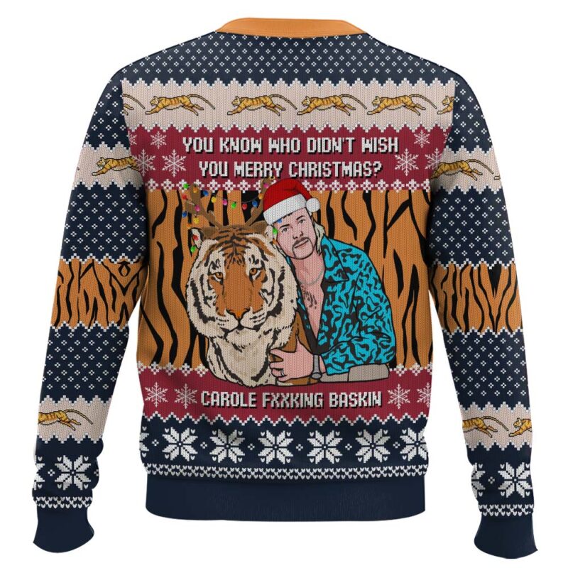 Hooktab You Know Who Didn't Wish You Chirsmas Tiger King Ugly Christmas Sweater Hooktab You Know Who Didn't Wish You Chirsmas Tiger King Ugly Christmas Sweater