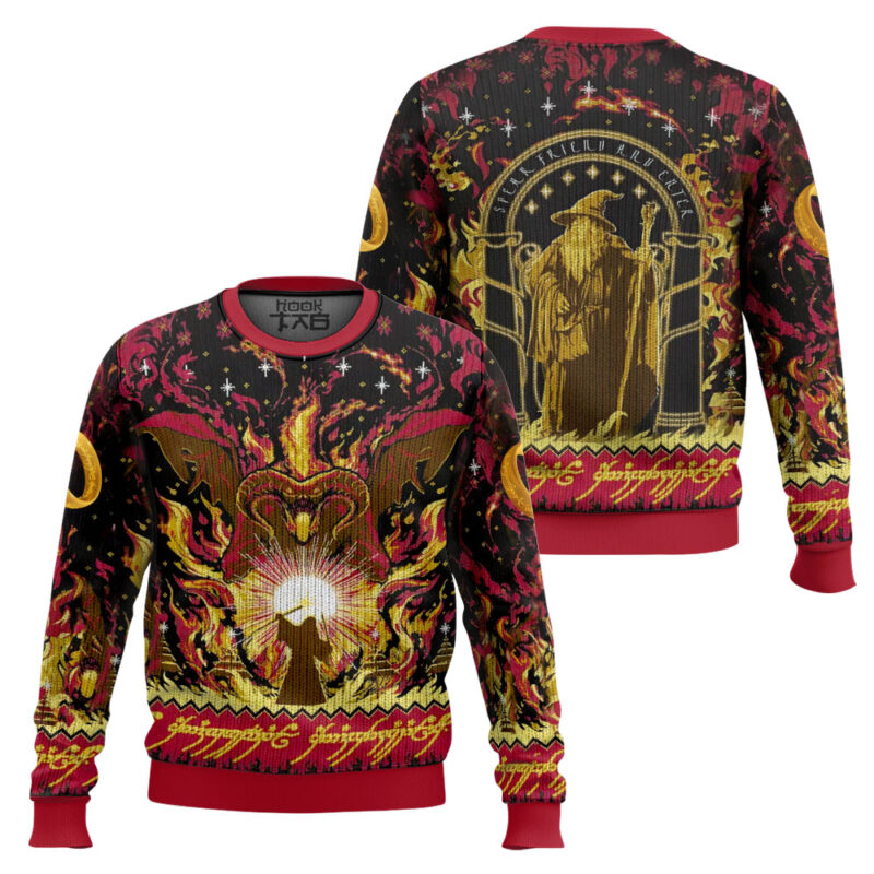 Hooktab You Shall Not Pass Balrog The Lord Of The Rings Ugly Christmas Sweater Hooktab You Shall Not Pass Balrog The Lord Of The Rings Ugly Christmas Sweater