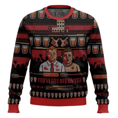Hooktab You've Got Red On You Shaun Of The Dead Ugly Christmas Sweater