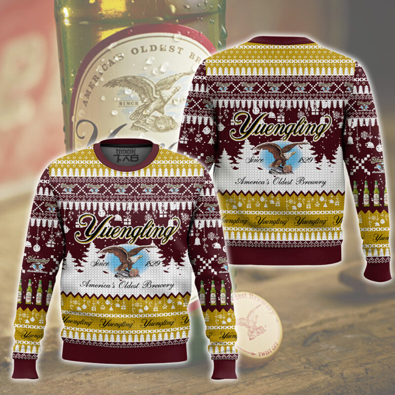 Hooktab Yuengling America's Oldest Brews Ugly Christmas Sweater Hooktab Yuengling America's Oldest Brews Ugly Christmas Sweater