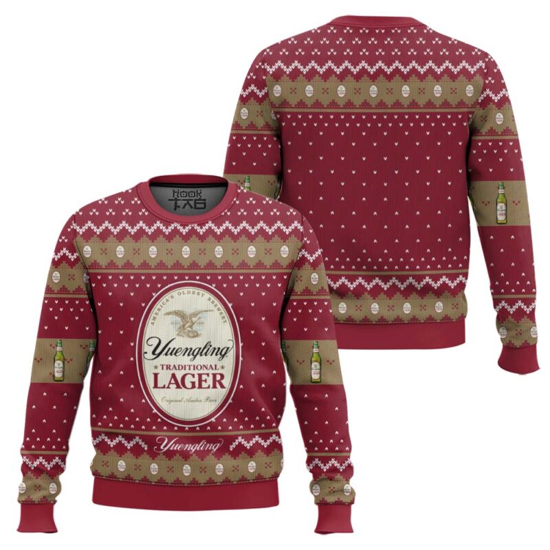 Hooktab Yuengling Traditional Lager Ugly Christmas Sweater Hooktab Yuengling Traditional Lager Ugly Christmas Sweater