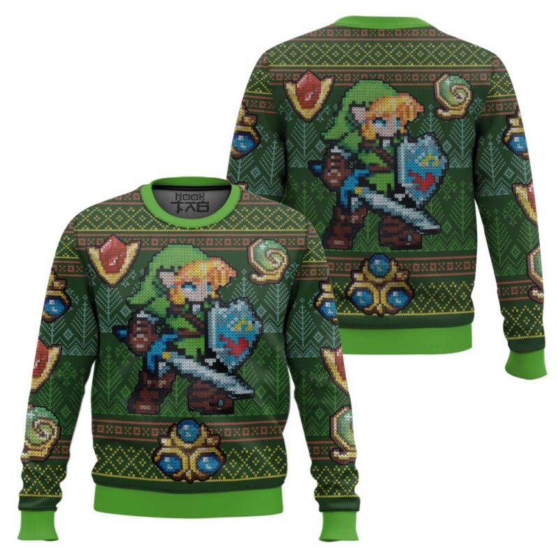 Hooktab Zelda Link Triforce Ugly Christmas Sweater Hooktab Zelda Link Triforce Ugly Christmas Sweater