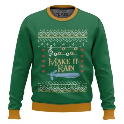 Hooktab Zelda Make It Rain Ugly Christmas Sweater