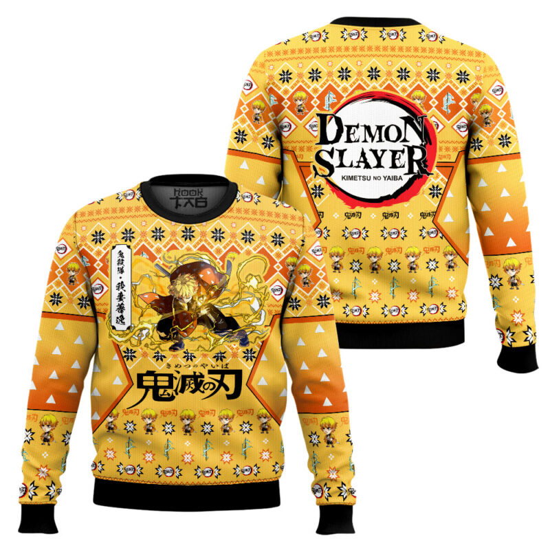 Hooktab Zenitsu Agatsuma Ugly Christmas Sweater Hooktab Zenitsu Agatsuma Ugly Christmas Sweater