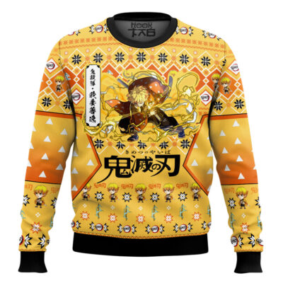 Hooktab Zenitsu Agatsuma Ugly Christmas Sweater