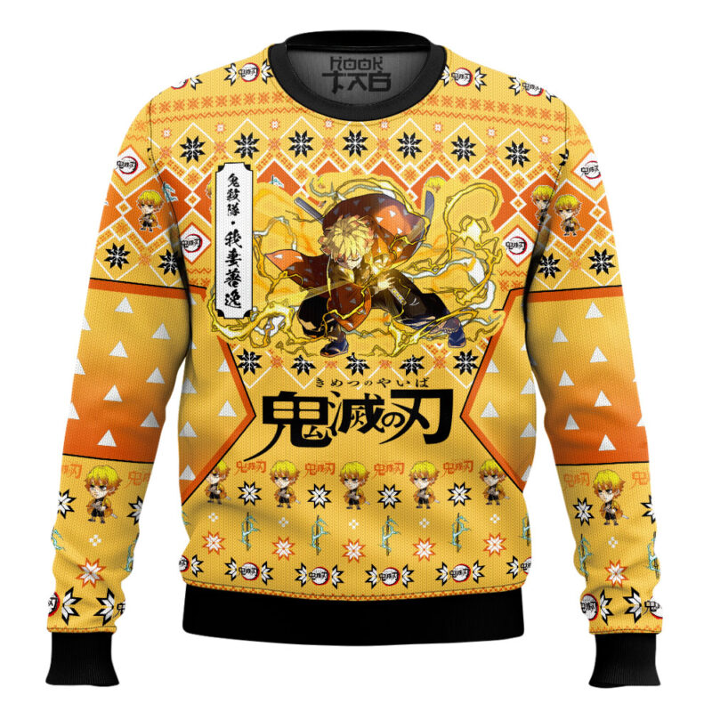 Hooktab Zenitsu Agatsuma Ugly Christmas Sweater