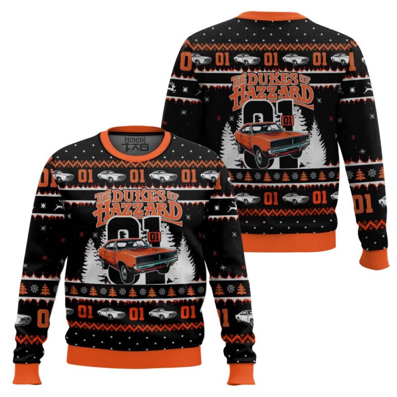 Hooktab Zero One The Duke Of Hazzard Ugly Christmas Sweater Hooktab Zero One The Duke Of Hazzard Ugly Christmas Sweater