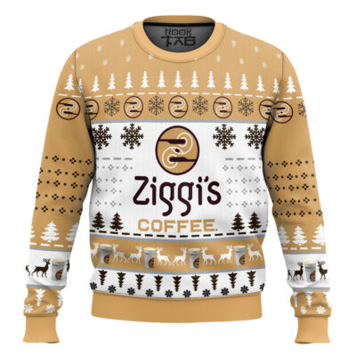 Hooktab Ziggi's Coffee Ugly Christmas Sweater