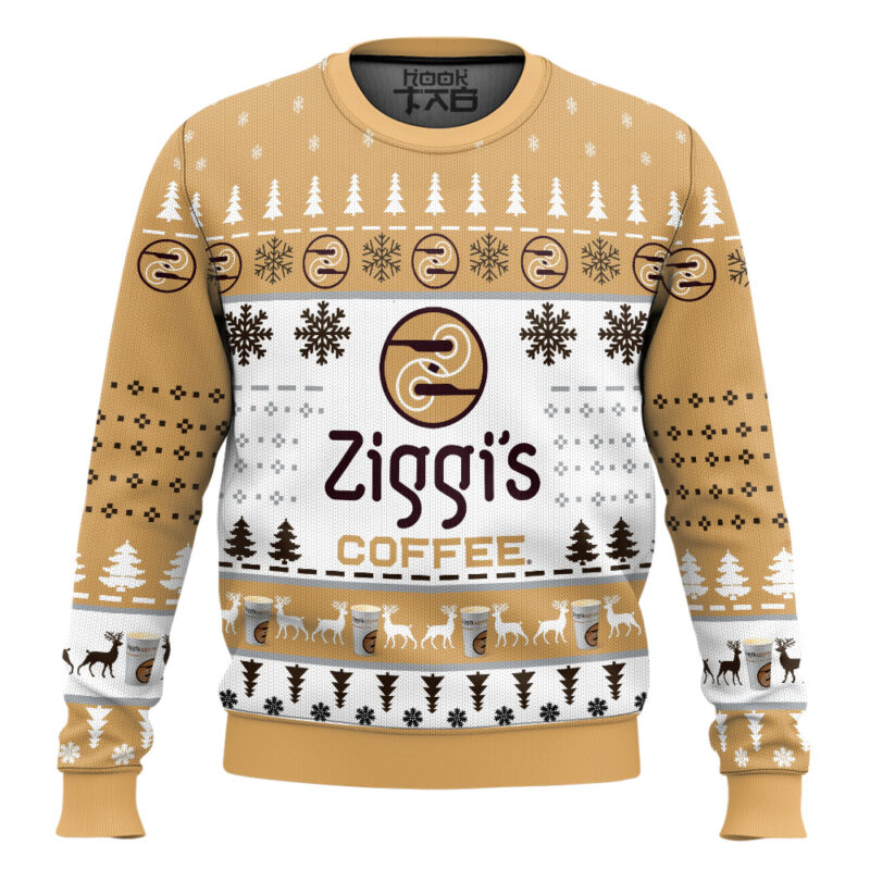 Hooktab Ziggi's Coffee Ugly Christmas Sweater