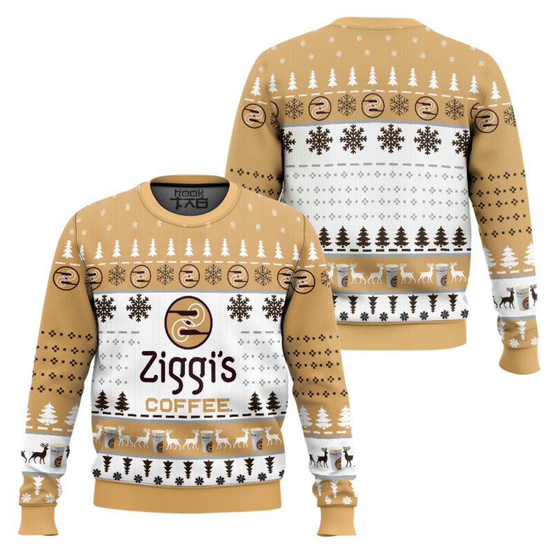 Hooktab Ziggi's Coffee Ugly Christmas Sweater Hooktab Ziggi's Coffee Ugly Christmas Sweater