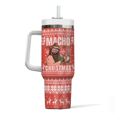Hooktab Have A Macho Xmas Randy Savage WWE 40oz Stanley Shape Tumbler
