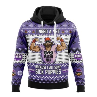 Hooktab Macho Man Sick Puppies WWE 3D Hoodie