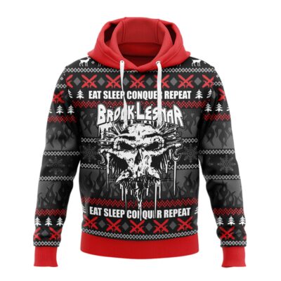 Hooktab Brock Lesnar Eat Sleep Conquer Repeat WWE 3D Hoodie