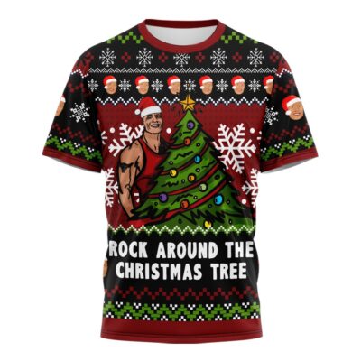 Hooktab Rock Around The Xmas Tree WWE 3D T-Shirt