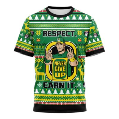 Hooktab John Cena Respect Earn It Never Give Up WWE 3D T-Shirt