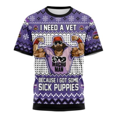 Hooktab Macho Man Sick Puppies WWE 3D T-Shirt