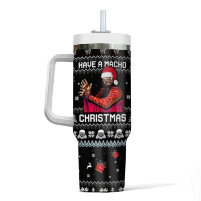 Hooktab Have A Macho Xmas WWE 40oz Stanley Shape Tumbler