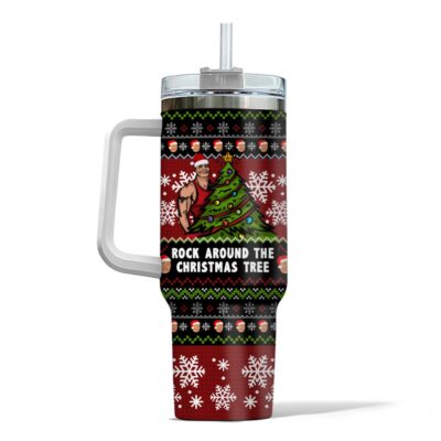 Hooktab Rock Around The Xmas Tree WWE 40oz Stanley Shape Tumbler